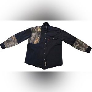 WINCHESTER Button Down Black Outdoors Shooting Hunting Shirt Size L Camo‎ EUC